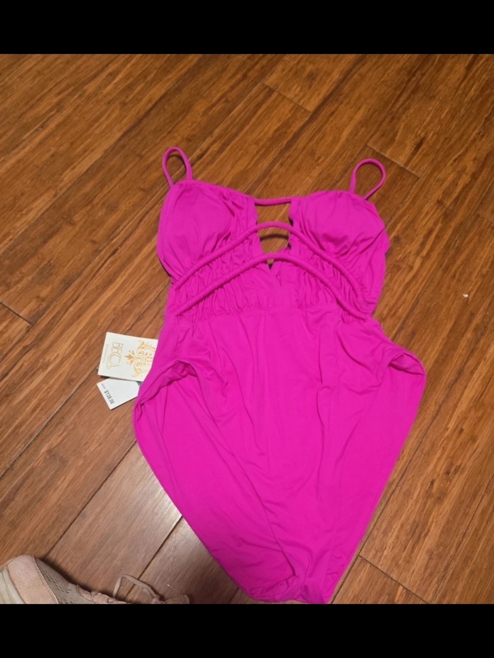 BECCA Hot Pink One-Piece Swimsuit with Cutout Detail